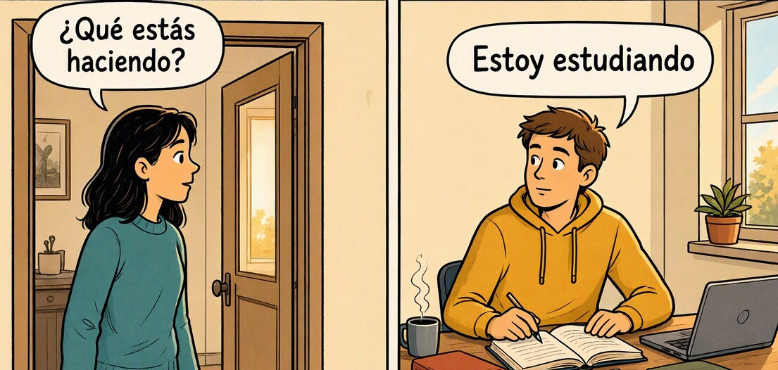 Exemple d'usage du gérondif avec estar