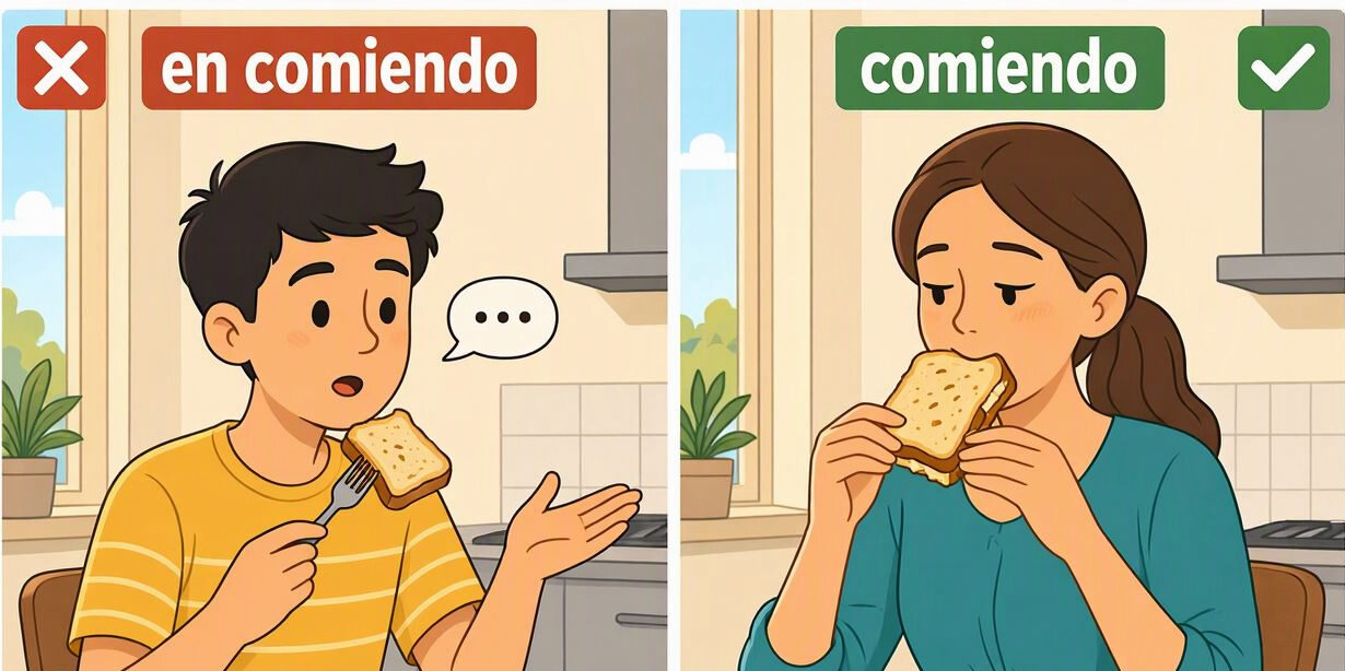 Comparaison entre en comiendo et comiendo